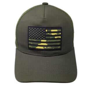 Black Eagle Green Trucker Hat One Size American Flag Patch Snapback Adjustable